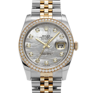 ロレックス デイトジャスト 116243NG ホワイトシェル/ダイヤモンド メンズ 時計 【中古】【wristwatch】