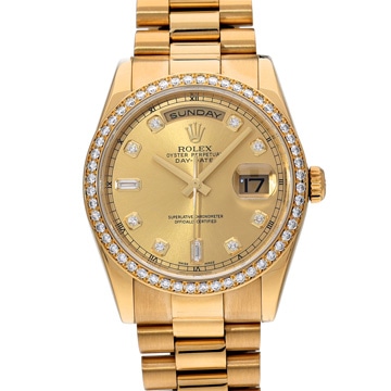 ロレックス デイデイト 118348A シャンパン/ダイヤモンド メンズ 時計 【中古】【wristwatch】