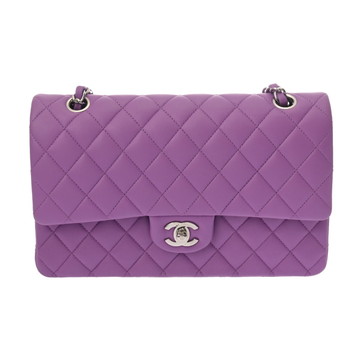 シャネル マトラッセ Wフラップ チェーンショルダー 25 パープル A01112 ラムスキン レディース バッグ 【中古】【bag】