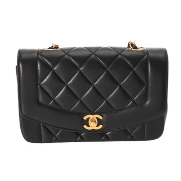 シャネル マトラッセ ダイアナフラップ チェーンショルダー 22cm ブラック A01164 ラムスキン レディース バッグ 【中古】【bag】