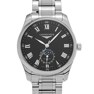 ロンジン マスターコレクション ムーンフェイズ L2.909.4.51.6 ブラック メンズ 時計 【中古】【wristwatch】