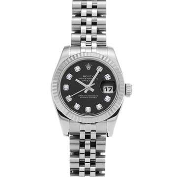 ロレックス デイトジャスト 179174G ブラック/ダイヤモンド レディース 時計 【中古】【wristwatch】
