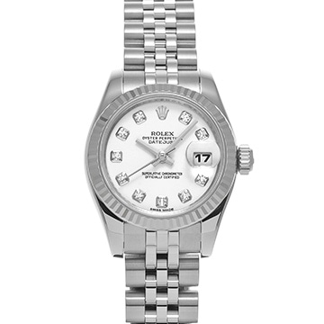 ロレックス デイトジャスト 179174G ホワイト/ダイヤモンド レディース 時計 【中古】【wristwatch】