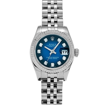 ロレックス デイトジャスト 179174G ブルー・グラデーション/ダイヤモンド レディース 時計 【中古】【wristwatch】