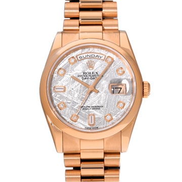 ロレックス デイデイト 36 118205A メテオライト/ダイヤモンド メンズ 時計 【中古】【wristwatch】