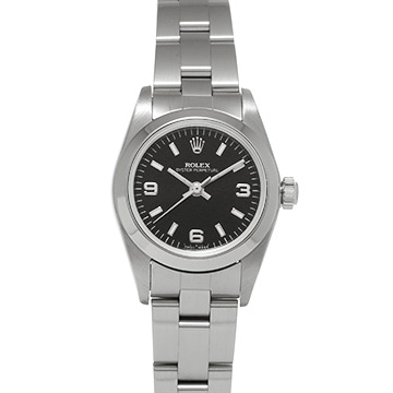 ロレックス オイスターパーペチュアル 76080 ブラック レディース 時計 【中古】【wristwatch】