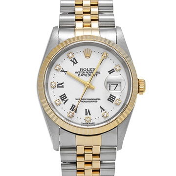 ロレックス デイトジャスト 16233G ホワイト/ダイヤモンド メンズ 時計 【中古】【wristwatch】