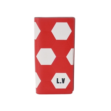 ルイ ヴィトン エピ ポルトフォイユ・ブラザ 2018W杯限定 レッド/ホワイト M63230 レザー レディース 財布 【中古】【purse】