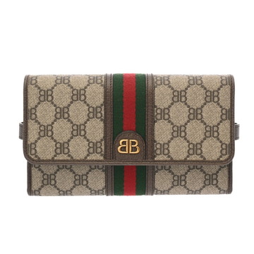 バレンシアガ バレンシアガ×グッチ ショルダーウォレット ザ ハッカープロジェクト ベージュ/ブラウン 680131 PVC/レザー レディース 財布 【中古】【purse】