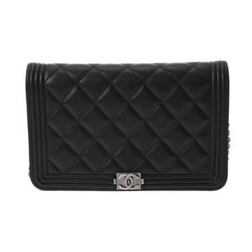シャネル ボーイシャネル チェーンウォレット ブラック AP1117 キャビアスキン レディース バッグ 【中古】【bag】