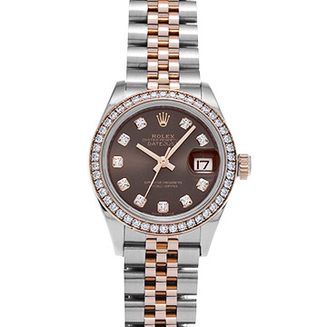 ロレックス レディ デイトジャスト 279381RBR チョコレートブラウン/ダイヤモンド レディース 時計 【中古】【wristwatch】