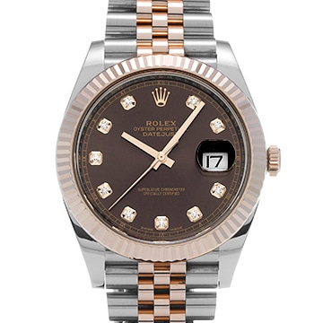 ロレックス デイトジャスト 41 126331G チョコレートブラウン/ダイヤモンド メンズ 時計 【中古】【wristwatch】
