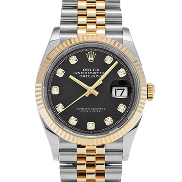 ロレックス デイトジャスト 36 126233G ブラック/ダイヤモンド メンズ 時計 【中古】【wristwatch】