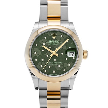 ロレックス デイトジャスト 31 278243 オリーブグリーン フローラルモチーフ/ダイヤモンド ユニセックス 時計 【中古】【wristwatch】