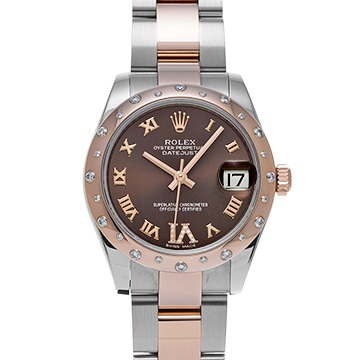 ロレックス デイトジャスト 31 178341 チョコレートブラウン/ダイヤモンド ユニセックス 時計 【中古】【wristwatch】