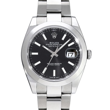 ロレックス デイトジャスト 41 126300 ブライトブラック メンズ 時計 【中古】【wristwatch】
