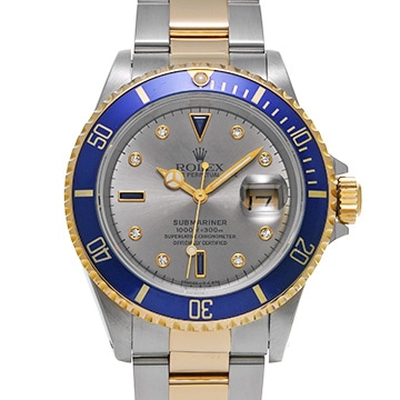 ロレックス サブマリーナ デイト 16613SG グレー/サファイア/ダイヤモンド メンズ 時計 【中古】【wristwatch】