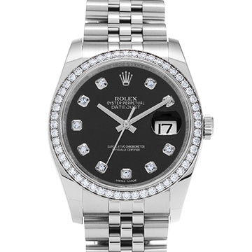 ロレックス デイトジャスト 36 116244G ブラック/ダイヤモンド メンズ 時計 【中古】【wristwatch】