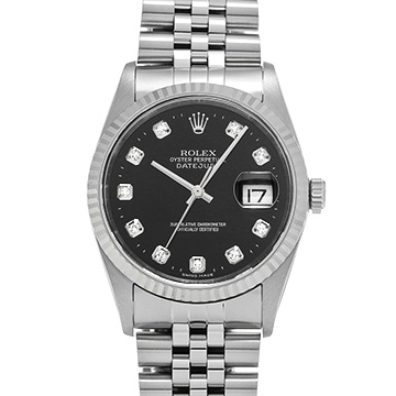 ロレックス デイトジャスト 16234G ブラック/ダイヤモンド メンズ 時計 【中古】【wristwatch】