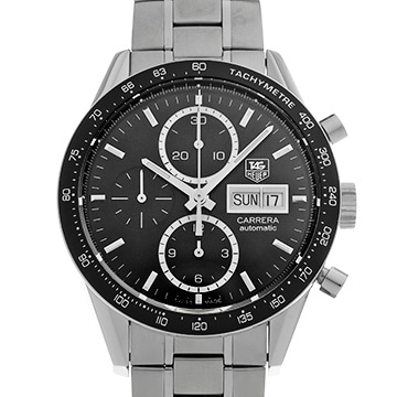 タグ ホイヤー カレラ キャリバー16 クロノグラフ デイデイト CV201AG.BA0725 ブラック メンズ 時計 【中古】【wristwatch】