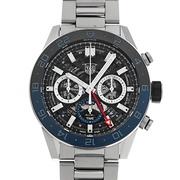 タグ ホイヤー カレラ キャリバーホイヤー02 クロノグラフ GMT CBG2A1Z.BA0658 ブラック メンズ 時計 【中古】【wristwatch】