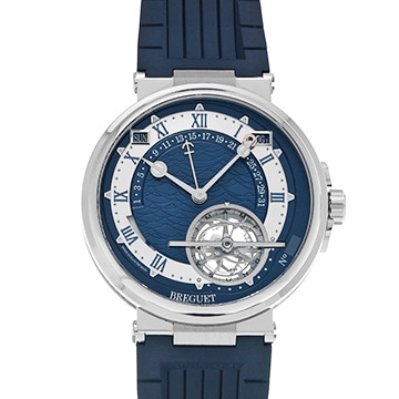 ブレゲ マリーン トゥールビヨン エクアシオン マルシャント 5887 5887PT/Y2/9WV ブルー/シルバー メンズ 時計 【中古】【wristwatch】