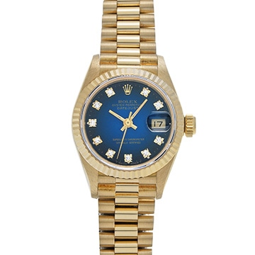 ロレックス デイトジャスト 69178G ブルー・グラデーション/ダイヤモンド レディース 時計 【中古】【wristwatch】