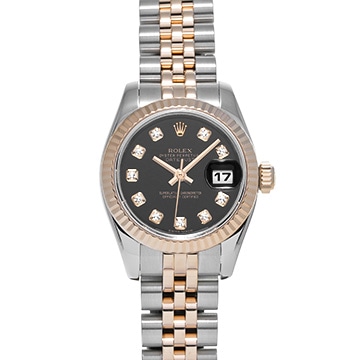 ロレックス デイトジャスト 179171G ブラック/ダイヤモンド レディース 時計 【中古】【wristwatch】