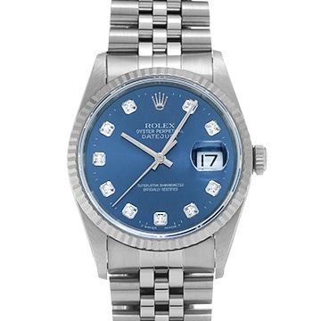 ロレックス デイトジャスト 16234G ブルー/ダイヤモンド メンズ 時計 【中古】【wristwatch】