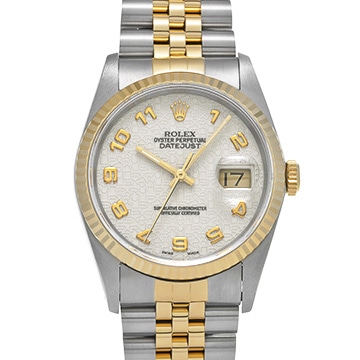 ロレックス デイトジャスト 16233 アイボリーコンピュータ メンズ 時計 【中古】【wristwatch】