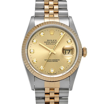 ロレックス デイトジャスト 16233G シャンパン/ダイヤモンド メンズ 時計 【中古】【wristwatch】