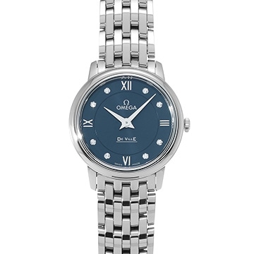 オメガ デ・ヴィル プレステージ クォーツ 424.10.27.60.53.001 ブルー/ダイヤモンド レディース 時計 【中古】【wristwatch】