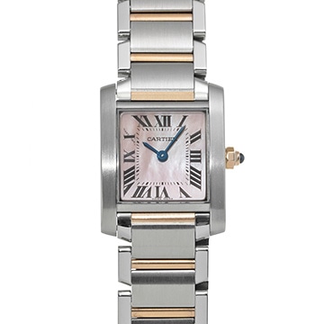 カルティエ タンクフランセーズ SM W51027Q4 ピンクシェル レディース 時計 【中古】【wristwatch】