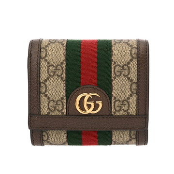 グッチ オフディア GGウォレット ベージュ/エボニー 598662 GGスプリームキャンバス/レザー レディース 財布 【中古】【purse】