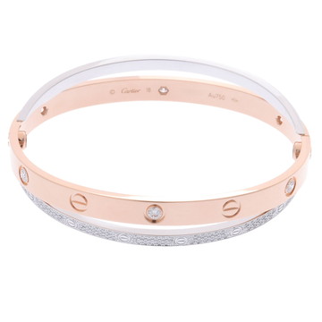 カルティエ ビーラブブレスレット #18 パヴェ ゴールド K18ピンクゴールド PG/K18ホワイトゴールド WG レディース ジュエリー 【中古】【jewelry】