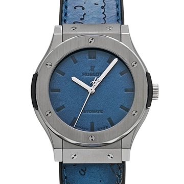 ウブロ クラシックフュージョン チタニウム ベルルッティ スクリット オーシャンブルー 511.NX.050B.VR.BER16 ブルー メンズ 時計 【中古】【wristwatch】