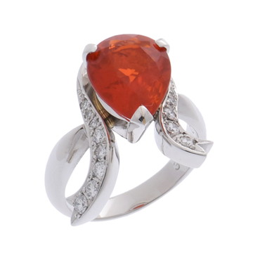 ノーブランド ファイアオパール リング シルバー Pt900プラチナ レディース ジュエリー 【中古】【jewelry】