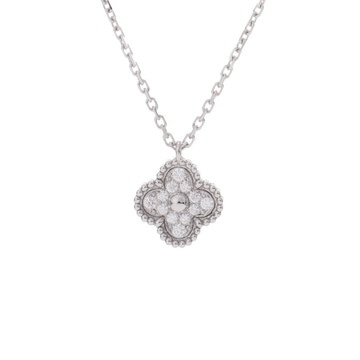 ヴァン クリーフ&アーペル スウィートアルハンブラ ネックレス パヴェ シルバー VCARO85900 K18ホワイトゴールド WG レディース ジュエリー 【中古】【jewelry】