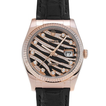 ロレックス デイトジャスト ゼブラ 36 116135G ブラック/ダイヤモンド メンズ 時計 【中古】【wristwatch】