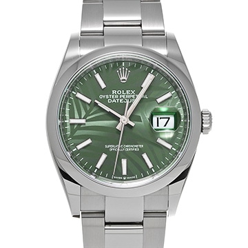 ロレックス デイトジャスト 36 126200 オリーブグリーン パームモチーフ メンズ 時計 【中古】【wristwatch】