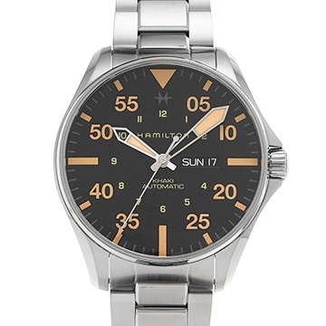 ハミルトン カーキ アビエーション デイデイト H647250 ブラック メンズ 時計 【中古】【wristwatch】