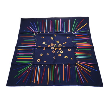 エルメス カレ 90 A VOS CRAYONS ブルー/マルチカラー シルク100％ レディース 【中古】【other】