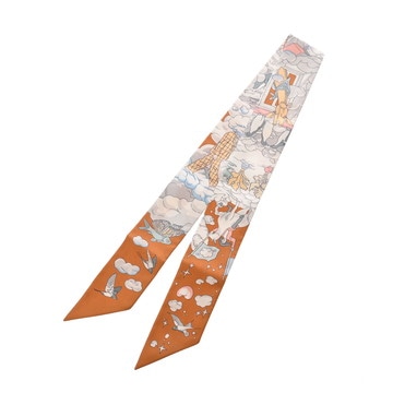 エルメス ツイリー SUR MON NUAGE ブラウン系マルチカラー シルク100％ レディース 【中古】【other】