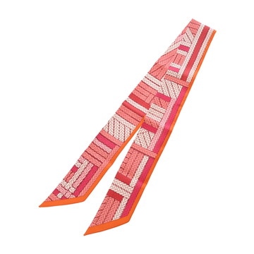 エルメス ツイリー TRESSES H オレンジ系マルチカラー 063847S シルク100％ レディース 【中古】【other】