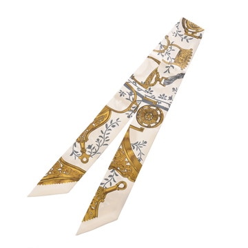 エルメス ツイリー ETRIERS REMIX ホワイト系マルチカラー シルク100％ レディース 【中古】【other】