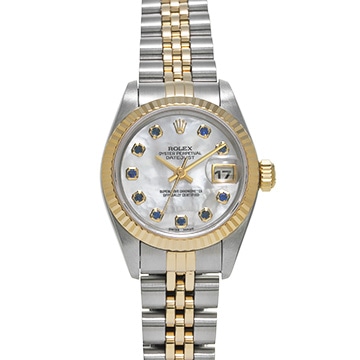 ロレックス デイトジャスト 69173NGS ホワイトシェル/サファイア レディース 時計 【中古】【wristwatch】