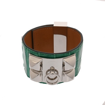 エルメス コリエドシアン ブレスレット #T2 ヴェールジェイド アリゲーターマット/シルバー金具 レディース ジュエリー 【中古】【jewelry】