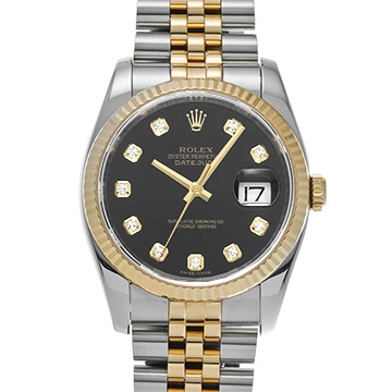 ロレックス デイトジャスト 116233G ブラック/ダイヤモンド メンズ 時計 【中古】【wristwatch】