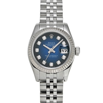 ロレックス デイトジャスト 179174G ブルー・グラデーション/ダイヤモンド レディース 時計 【中古】【wristwatch】