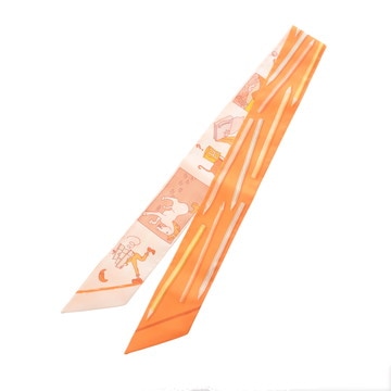 エルメス ツイリー A VOS CRAYONS オレンジ/マルチカラー シルク100％ レディース 【新品】【other】